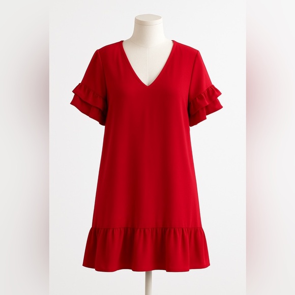 Zara Dresses & Skirts - Zara Red Mini Dress with Ruffle Details XL